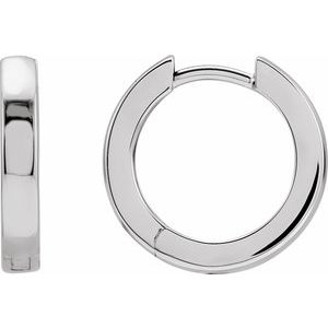 18K White Gold Hinged 16 mm Hoop Earrings
