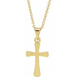 14K Yellow Gold Cross 18" Necklace
