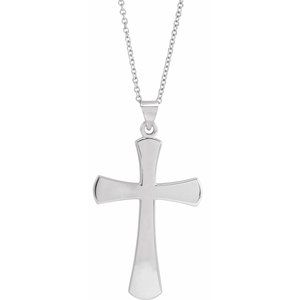 14K White Gold Cross 18" Necklace