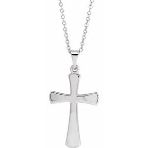 14K White Gold Cross 18" Necklace