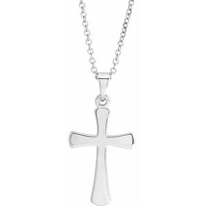 14K White Gold Cross 18" Necklace