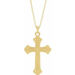 14K Yellow Gold Cross 18" NEcklace
