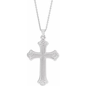 14K White Gold Cross 18" NEcklace