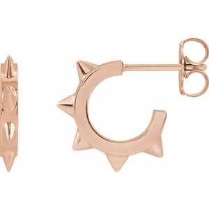 14K Rose Gold Spike 13.43 mm Hoop Earrings