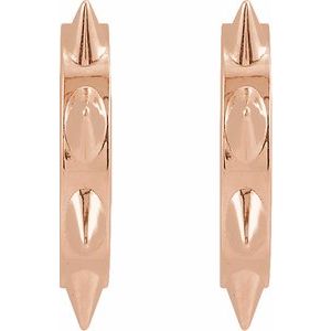 14K Rose Gold Spike 13.43 mm Hoop Earrings