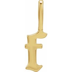 14K Yellow Gold Gothic Initial F Charm/Pendant