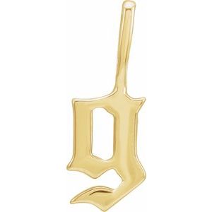 14K Yellow Gold Gothic Initial G Charm/Pendant