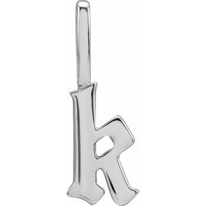 14K White Gold Gothic Initial K Charm/Pendant