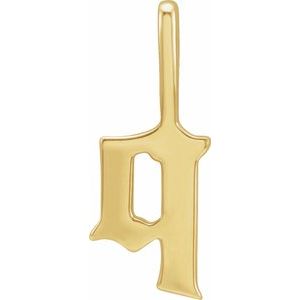 14K Yellow Gold Gothic Initial Q Charm/Pendant
