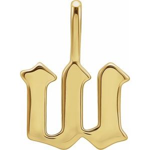 14K Yellow Gold Gothic Initial W Charm/Pendant