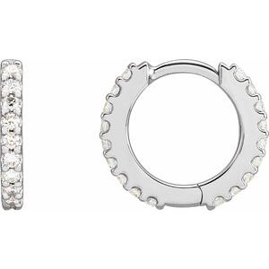 Sterling Silver 1/3 CTW Natural Diamond 12.6 mm Hoop Earrings