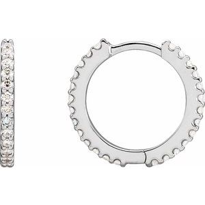 14K White Gold 1/2 CTW Natural Diamond 16 mm Hoop Earrings