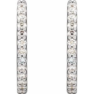 Platinum 1/2 CTW Natural Diamond 16 mm Hoop Earrings