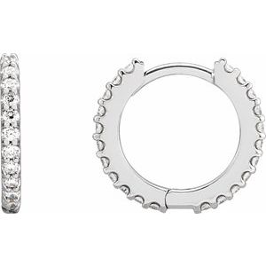 Sterling Silver 3/8 CTW Natural Diamond 13.64 mm Hoop Earrings