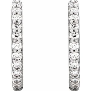 14K White Gold 3/8 CTW Natural Diamond 13.64 mm Hoop Earrings