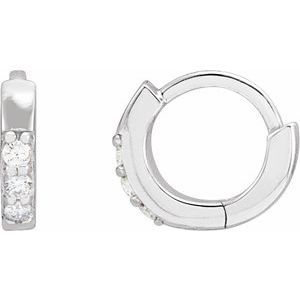 14K White Gold .05 CTW Natural Diamond Hinged 8 mm Hoop Earrings