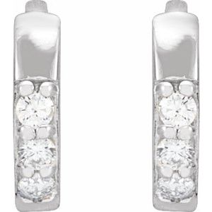 14K White Gold .05 CTW Natural Diamond Hinged 8 mm Hoop Earrings