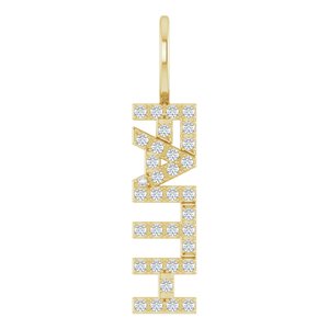 14K Yellow Gold 1/8 CTW Natural Diamond "Faith" Charm/Pendant
