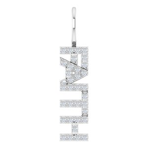 14K White Gold 1/8 CTW Natural Diamond "Faith" Charm/Pendant