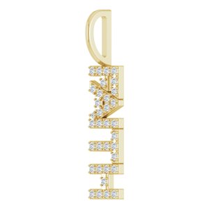 14K Yellow Gold 1/8 CTW Natural Diamond "Faith" Charm/Pendant