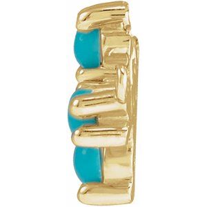 14K Yellow Gold Natural Turquoise Sideways Cross Necklace Center