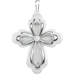 Sterling Silver .04 CTW Natural Diamond Cross Pendant