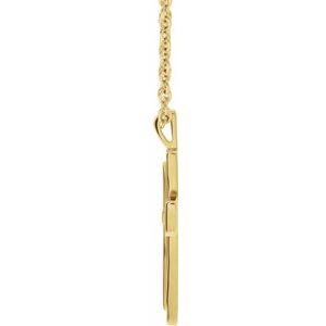 14K Yellow Gold Textured Cross 18" Necklace