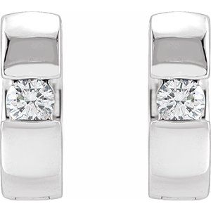 14K White Gold 1/4 CTW Natural Diamond 12 mm Hinged Huggie Hoop Earrings