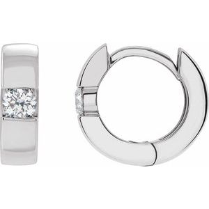 Platinum 1/8 CTW Lab-Grown Diamond Hinged Huggie Hoop Earrings