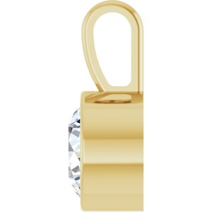 14K Yellow Gold 9/10 CT Natural Diamond Bezel-Set Solitaire Pendant