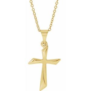 14K Yellow Gold Cross 18" Necklace