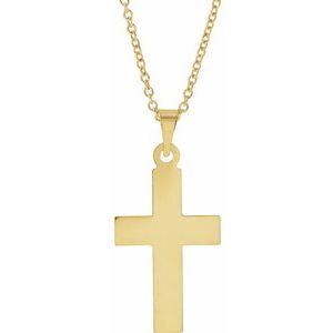 14K Yellow Gold Cross 18" Necklace