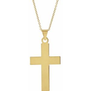 14K Yellow Gold Cross 18" Necklace