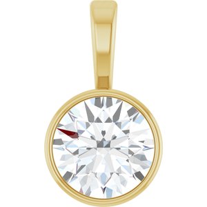 14K Yellow Gold 3/4 CT Natural Diamond Bezel-Set Solitaire Pendant
