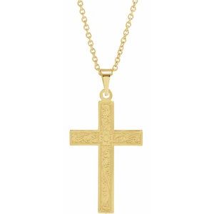 14K Yellow Gold 29.4x14 mm Cross 18" Necklace