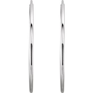 14K White Gold Endless Tube 24 mm Hoop Earring