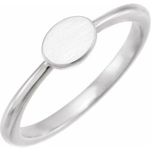 14K White Gold 6.75x5 mm Oval Engravable Ring