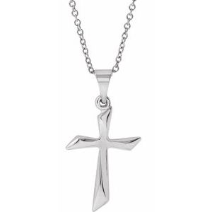 14K White Gold Cross 18" Necklace