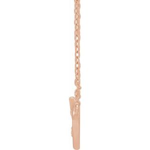 14K Rose Gold .0025 CT Natural Diamond Heart & Cross 18" Necklace
