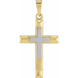 14K Yellow/White Gold 20.5x14 mm Hollow Cross Pendant
