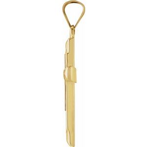 14K Yellow/White Gold 20.5x14 mm Hollow Cross Pendant