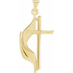 18K Yellow Gold Methodist Cross Pendant