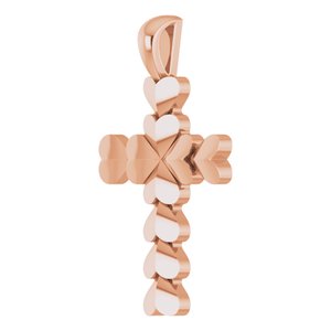 14K Rose Gold 20.76x11.43 mm Heart Cross Pendant