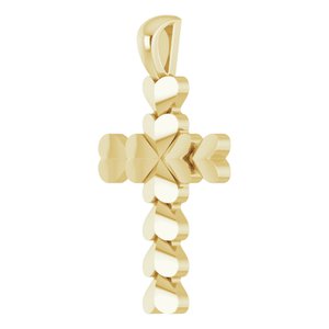 14K Yellow Gold 20.76x11.43 mm Heart Cross Pendant