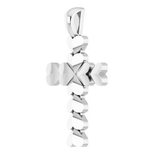 14K White Gold 20.76x11.43 mm Heart Cross Pendant