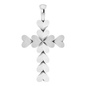 Sterling Silver 20.76x11.43 mm Heart Cross Pendant