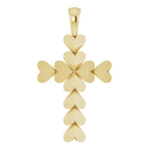 14K Yellow Gold 20.76x11.43 mm Heart Cross Pendant