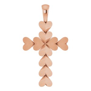 14K Rose Gold 20.76x11.43 mm Heart Cross Pendant