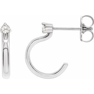 14K White Gold 1/8 CTW Natural Diamond Hoop Earring
