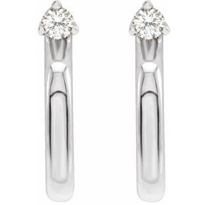 14K White Gold 1/8 CTW Natural Diamond Hoop Earring